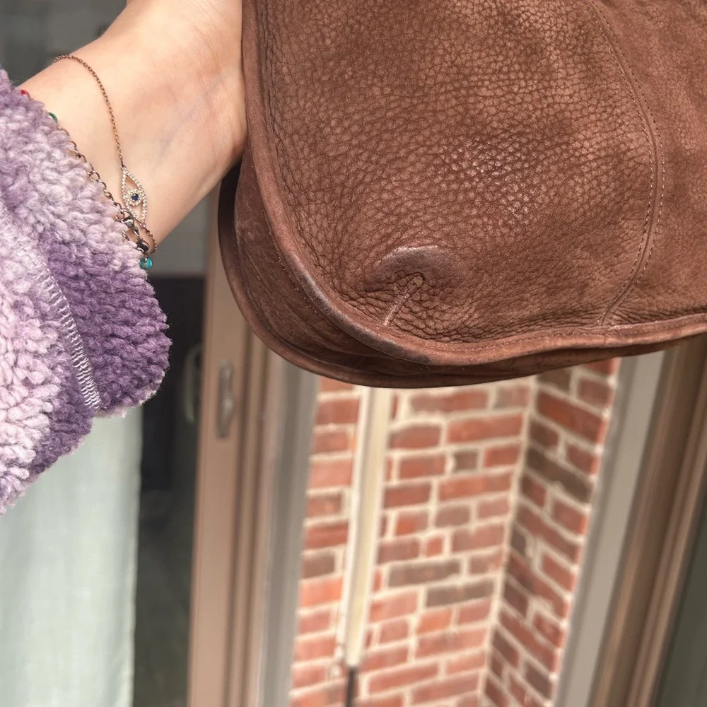 Vintage couch nubuck ergo 4395 mahogany brown leather shoulder hobo bag retro - Picture 9 of 16